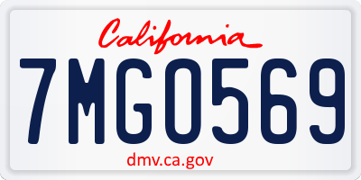 CA license plate 7MGO569