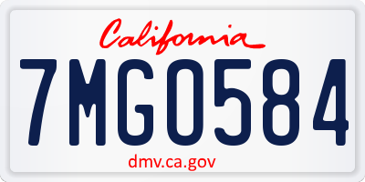 CA license plate 7MGO584