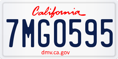 CA license plate 7MGO595