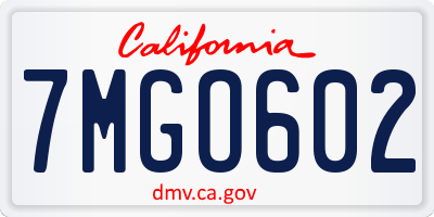 CA license plate 7MGO602