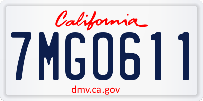 CA license plate 7MGO611