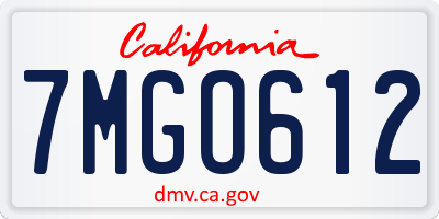 CA license plate 7MGO612