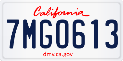 CA license plate 7MGO613