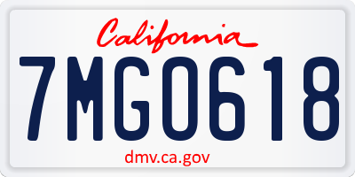 CA license plate 7MGO618