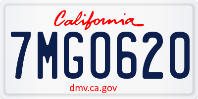 CA license plate 7MGO620