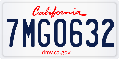 CA license plate 7MGO632