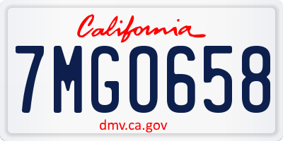 CA license plate 7MGO658
