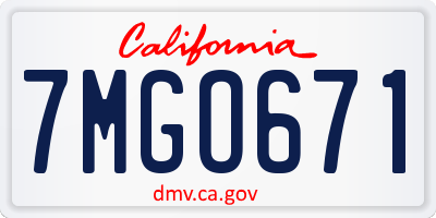 CA license plate 7MGO671
