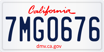 CA license plate 7MGO676