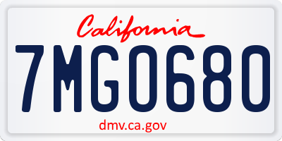 CA license plate 7MGO680