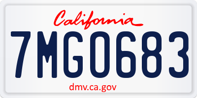 CA license plate 7MGO683