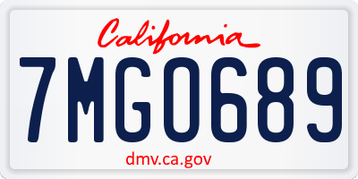 CA license plate 7MGO689