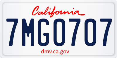 CA license plate 7MGO707