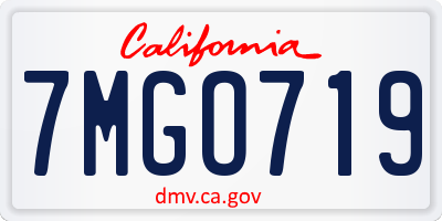 CA license plate 7MGO719