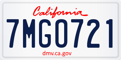 CA license plate 7MGO721