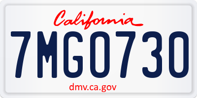 CA license plate 7MGO730
