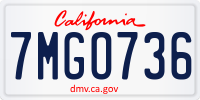 CA license plate 7MGO736