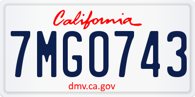 CA license plate 7MGO743