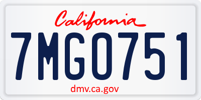 CA license plate 7MGO751