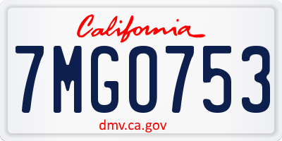 CA license plate 7MGO753