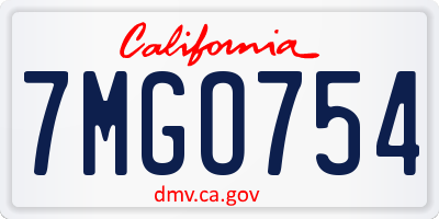 CA license plate 7MGO754