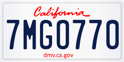 CA license plate 7MGO770
