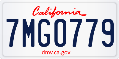 CA license plate 7MGO779