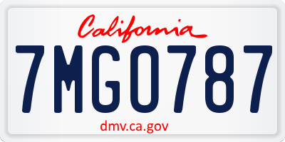 CA license plate 7MGO787