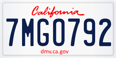 CA license plate 7MGO792