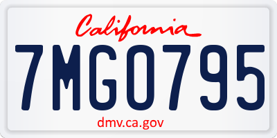 CA license plate 7MGO795