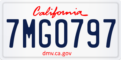 CA license plate 7MGO797