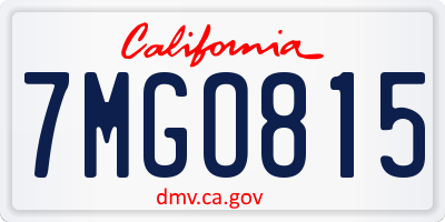 CA license plate 7MGO815
