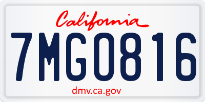 CA license plate 7MGO816