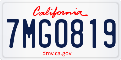 CA license plate 7MGO819