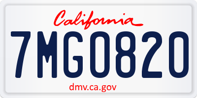 CA license plate 7MGO820