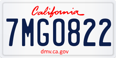 CA license plate 7MGO822