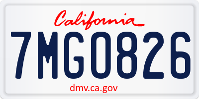 CA license plate 7MGO826