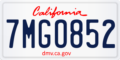 CA license plate 7MGO852