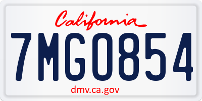 CA license plate 7MGO854