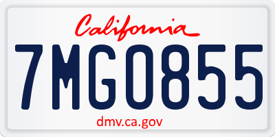 CA license plate 7MGO855