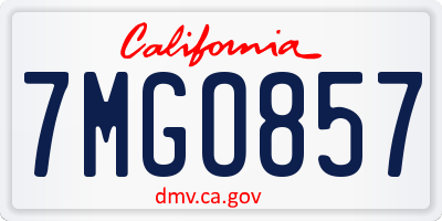CA license plate 7MGO857