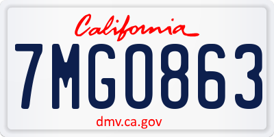 CA license plate 7MGO863