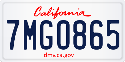 CA license plate 7MGO865