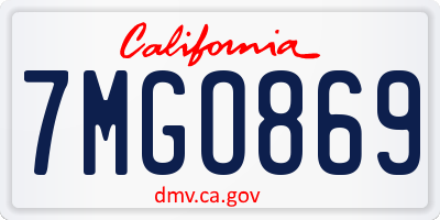 CA license plate 7MGO869