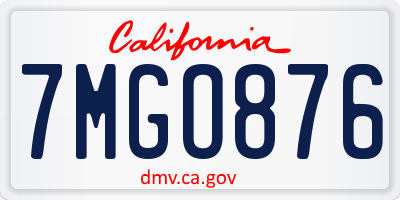 CA license plate 7MGO876