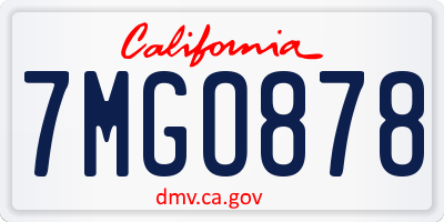 CA license plate 7MGO878