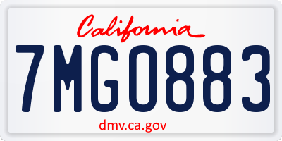CA license plate 7MGO883