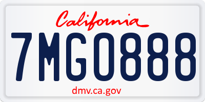 CA license plate 7MGO888