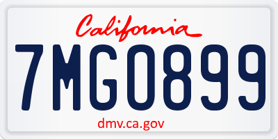 CA license plate 7MGO899