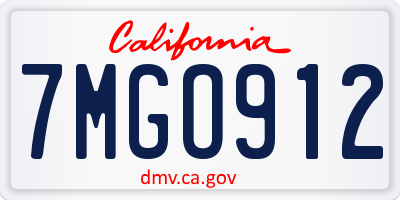 CA license plate 7MGO912